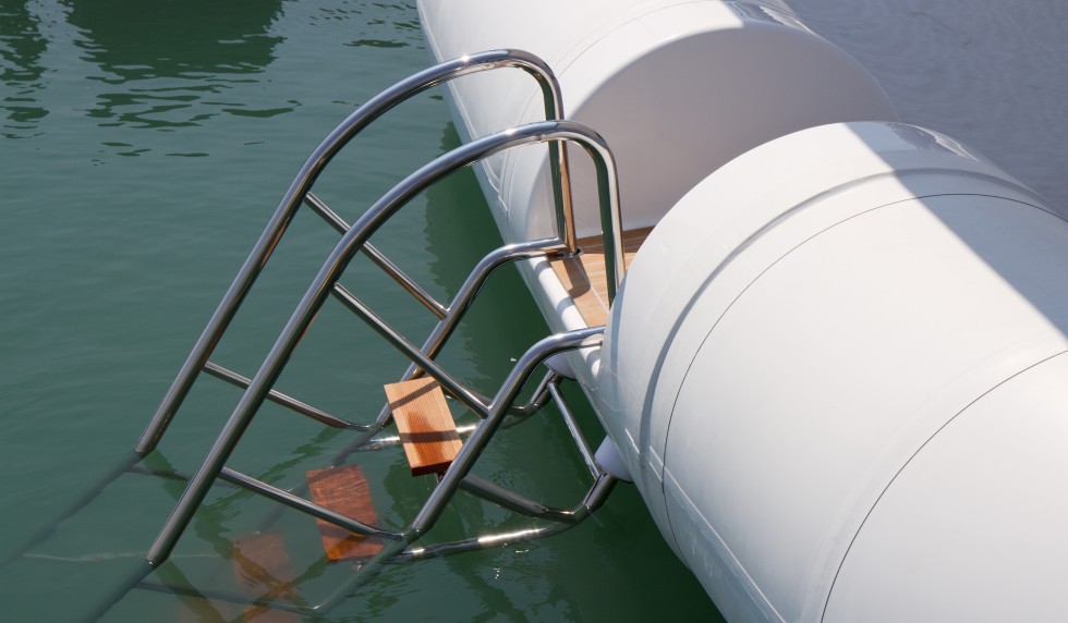 Stainless Steel Ladder with Teak Steps